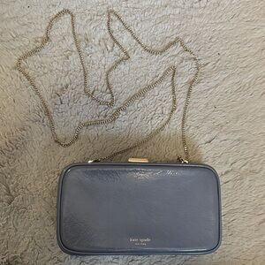 kate spade Blue Patent Leather Chain Crossbody Clutch